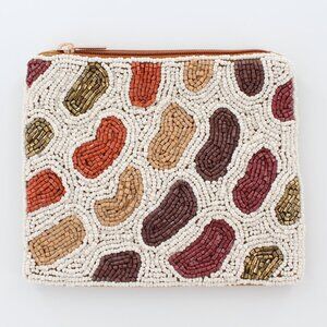 New KAY LEE NY Beaded Brown Jellybeans Coin Purse/Makeup Bag ❤️Made in India❤️